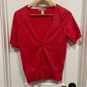 Red, short sleeve, gold buttons, Banana Republic Cardigan